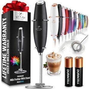 Zulay Milk Frother Handheld Electric Coffee Whisk Foam Maker with Batteries